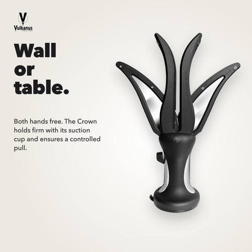 Vulkanus Crown knife sharpener for wall or table, both hands free thanks to the suction cup