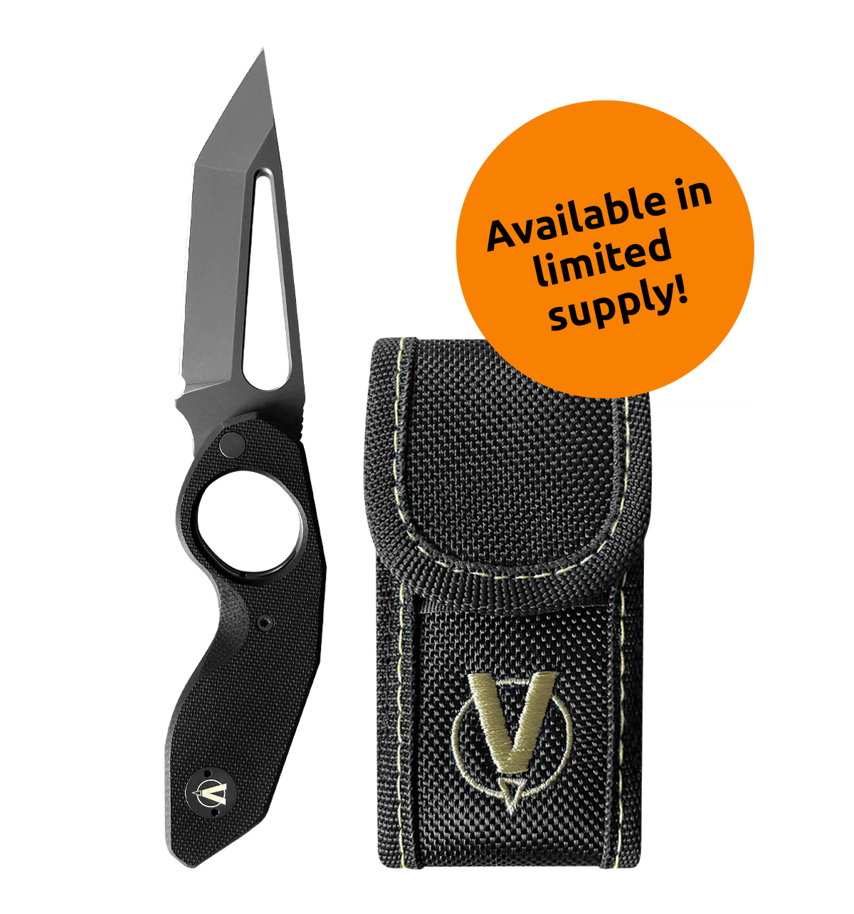 Original VulkanUS Hornet Pocket Knife with black grip and store bag