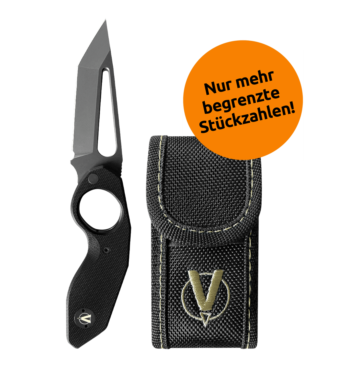 Original VulkanUS Hornet Taschenmesser mit schwarzem Griff und Aufbewahrungstasche