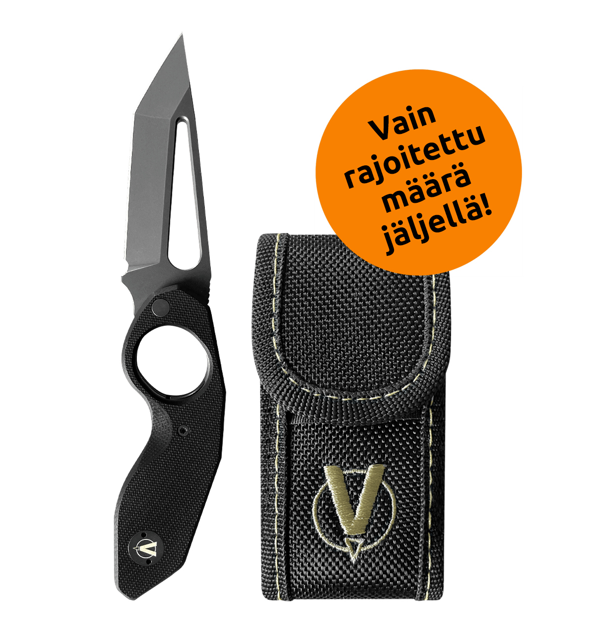 Original VulkanUS Hornet Taschenmesser mit schwarzem Griff und Aufbewahrungstasche