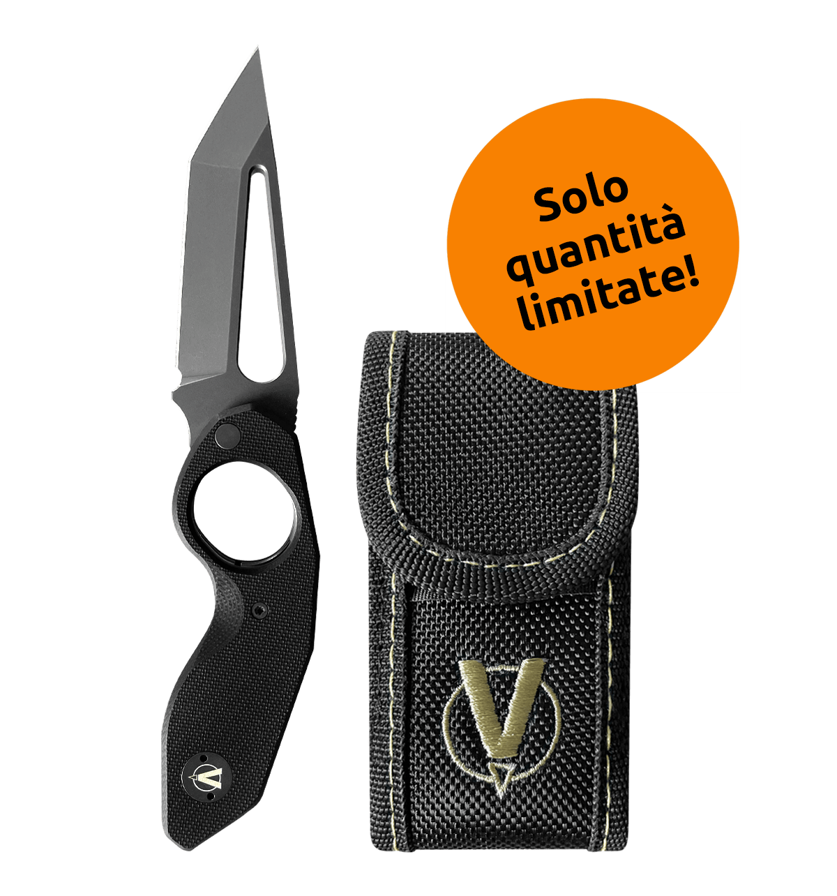 Original VulkanUS Hornet Taschenmesser mit schwarzem Griff und Aufbewahrungstasche